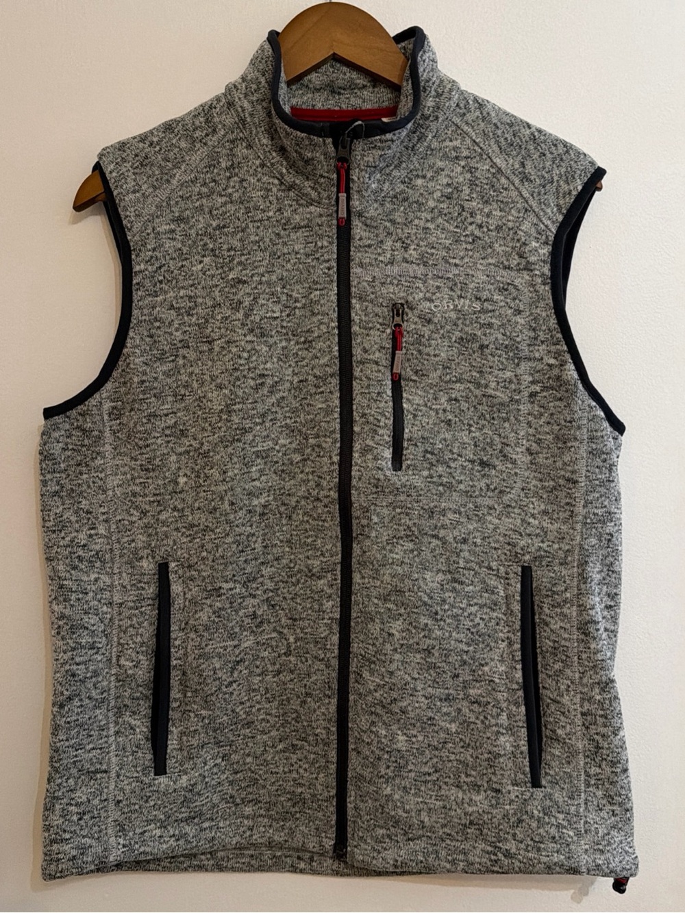 Orvis Heather Gray Zip Fleece Vest with Black Trim
